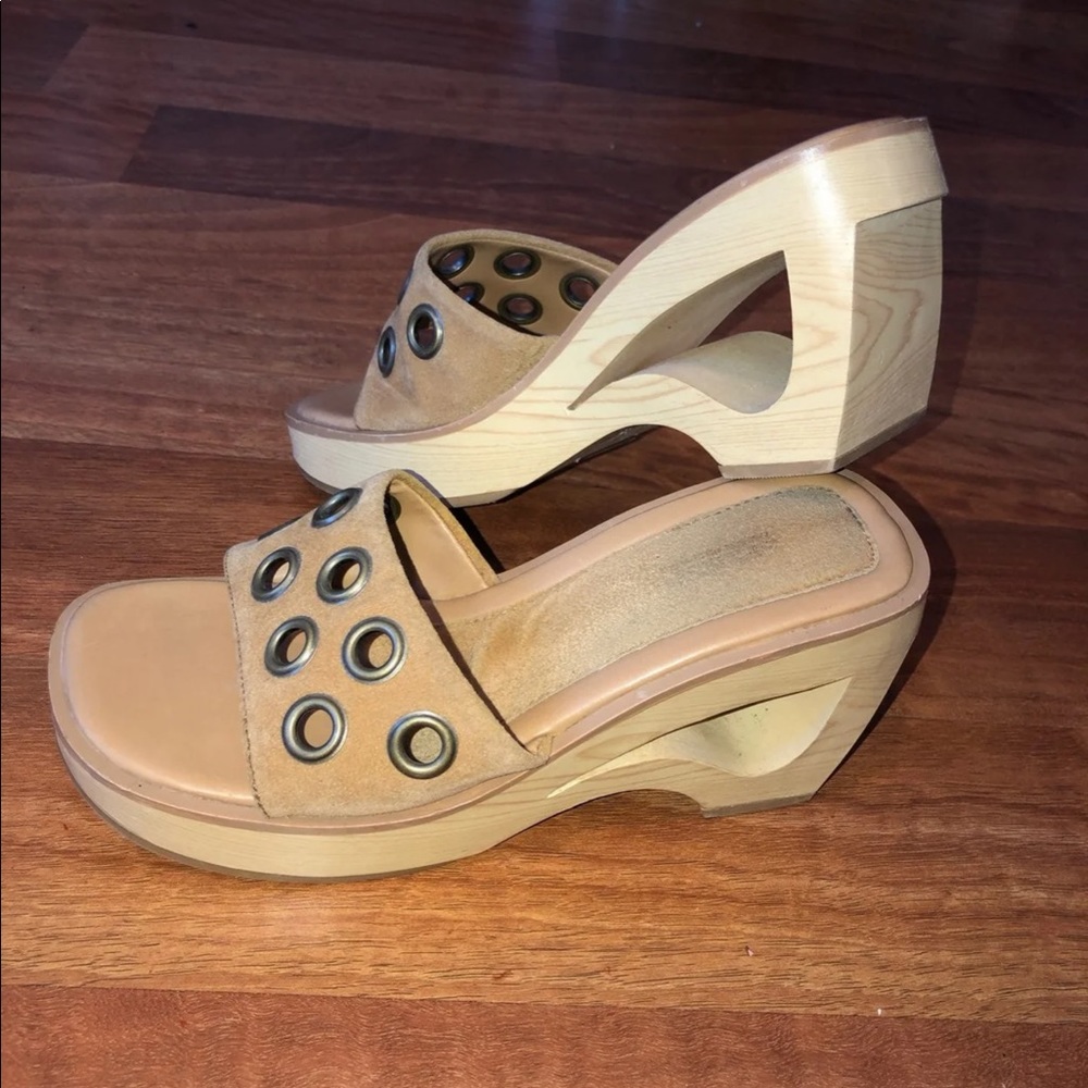 y2k heels / wooden wedges